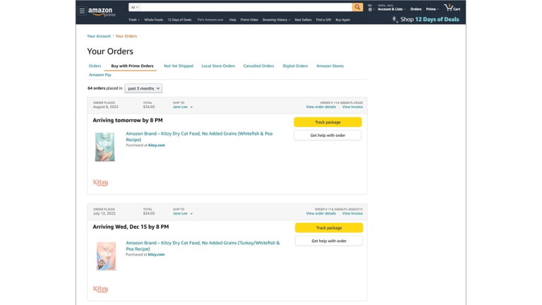 Amazon Prime Rope Order Screen All of your Prime orders, all in one place - Amazon Buy with Prime