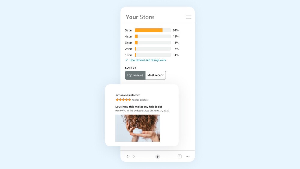 Reviews from Amazon showing star rating, plus user photo of product.