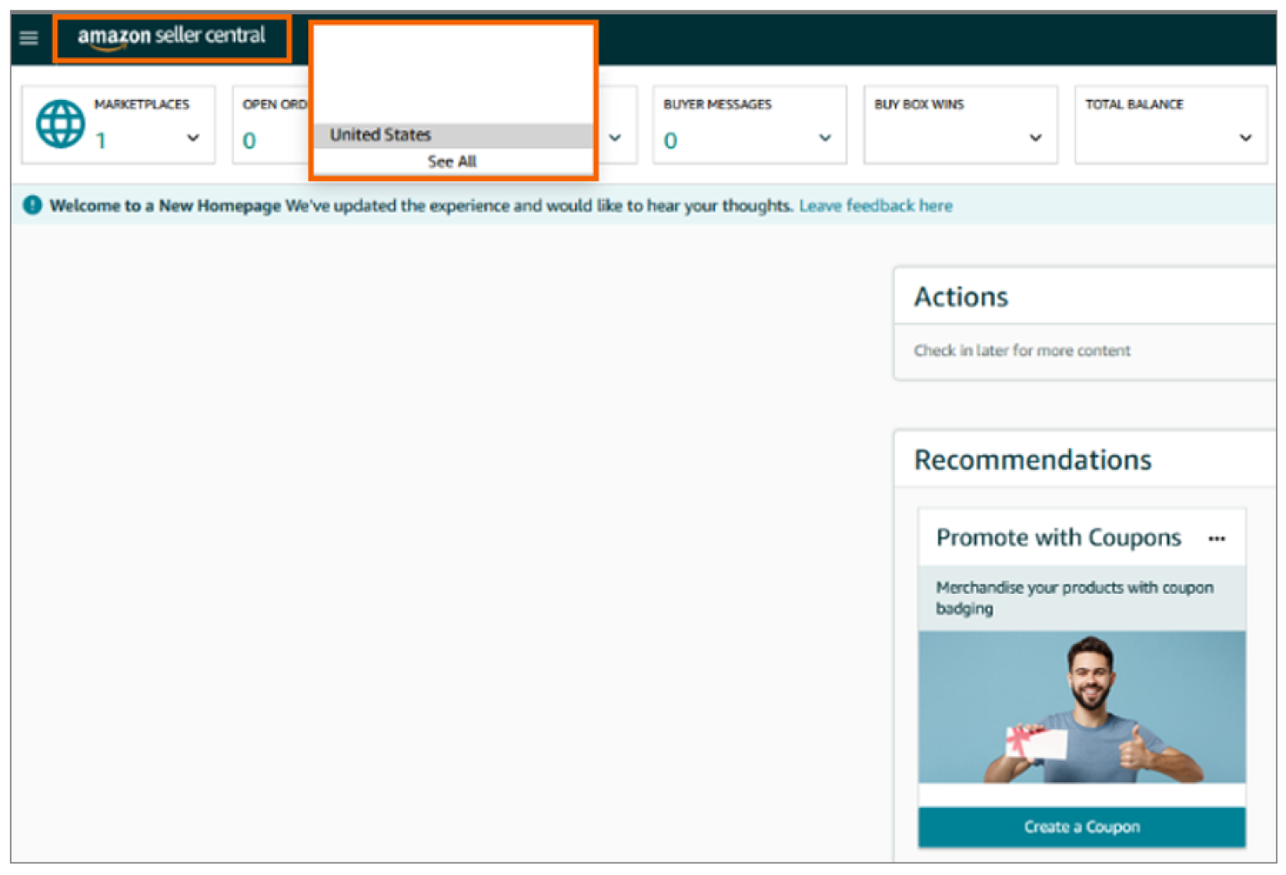 Sign in to your Seller Central account and then select the Fulfillment portal (United States).