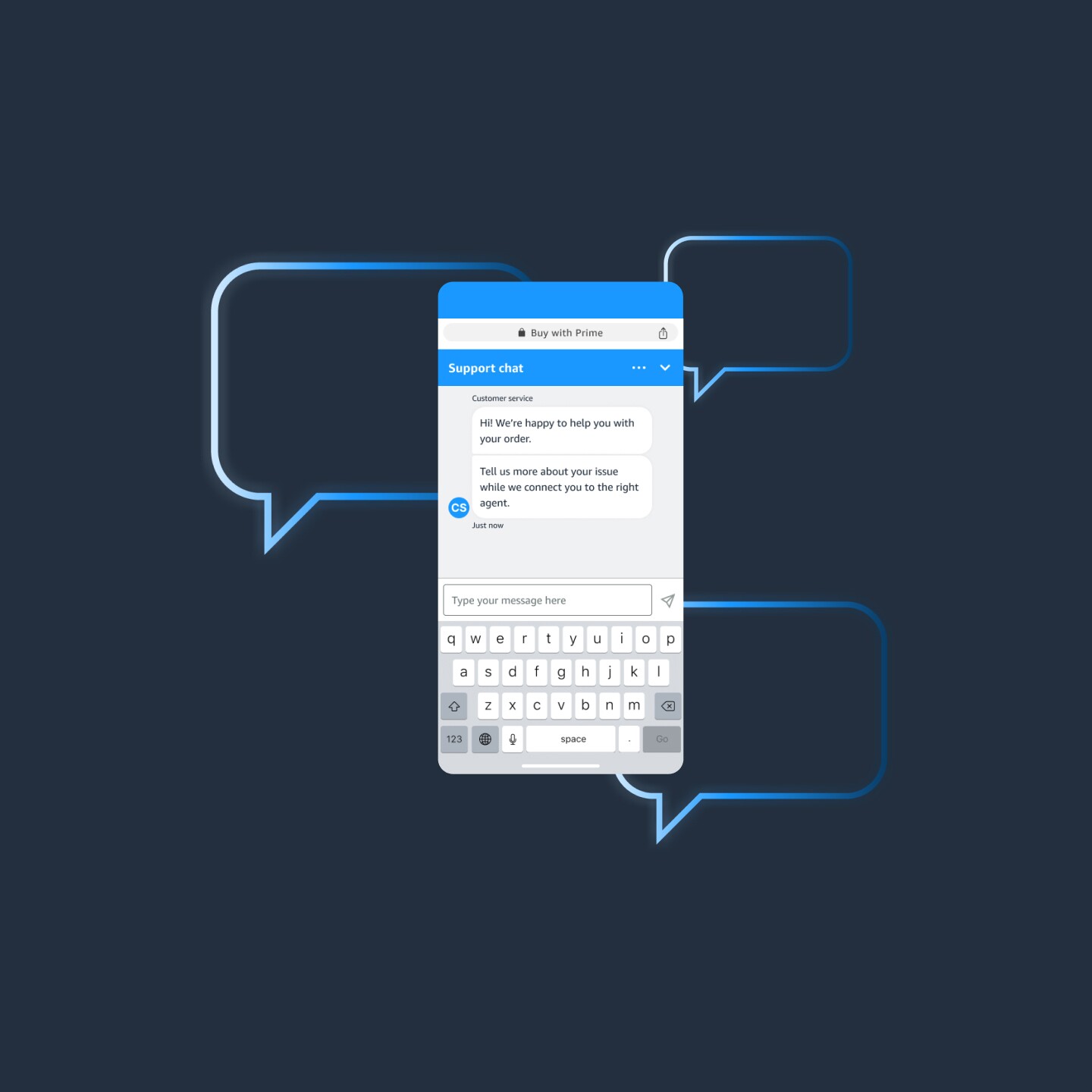 Mobile device showing chat support.
