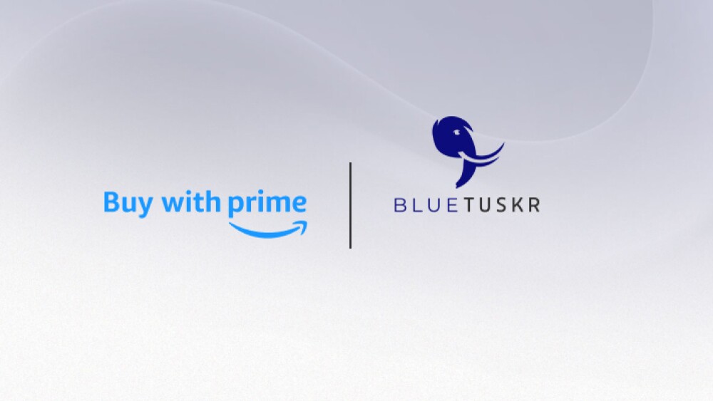 Buy with Prime logo next to BlueTuskr logo