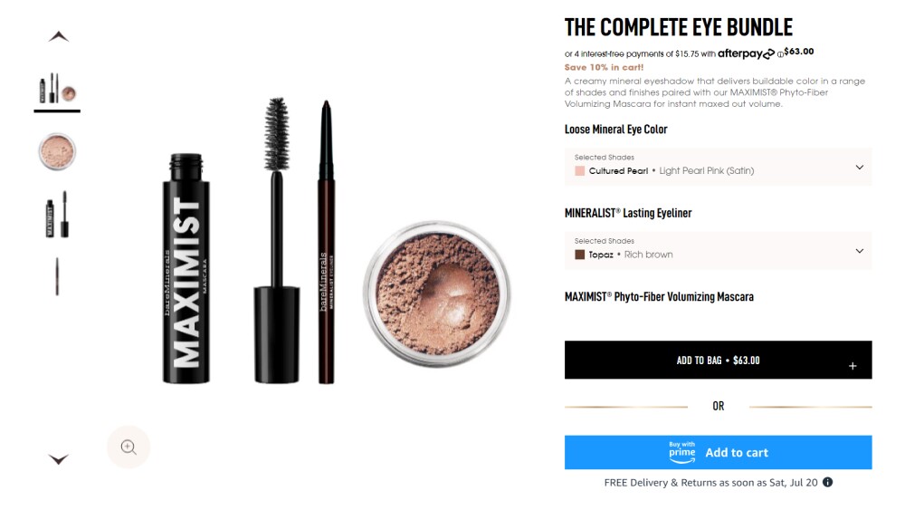 bareMinerals product page for The Complete Eye Bundle