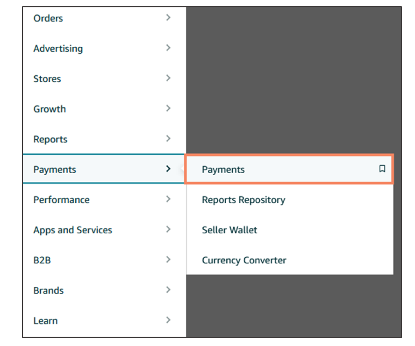 On the side menu, choose Reports, and then Payments.