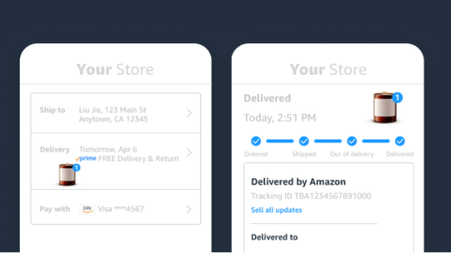 Mobile device showing checkout steps