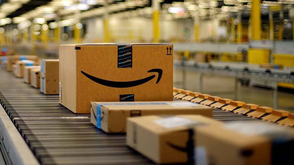 Shopping box in fulfillment center.
