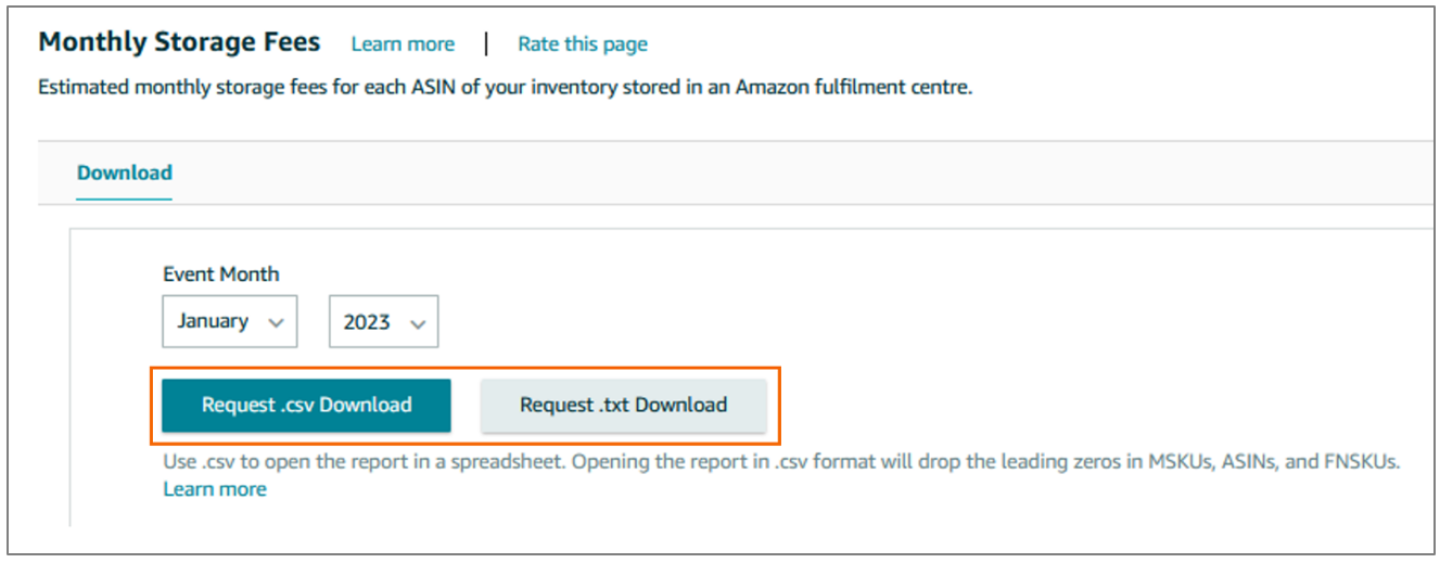 To download reports choose Request .csv Download or Request .txt Download.